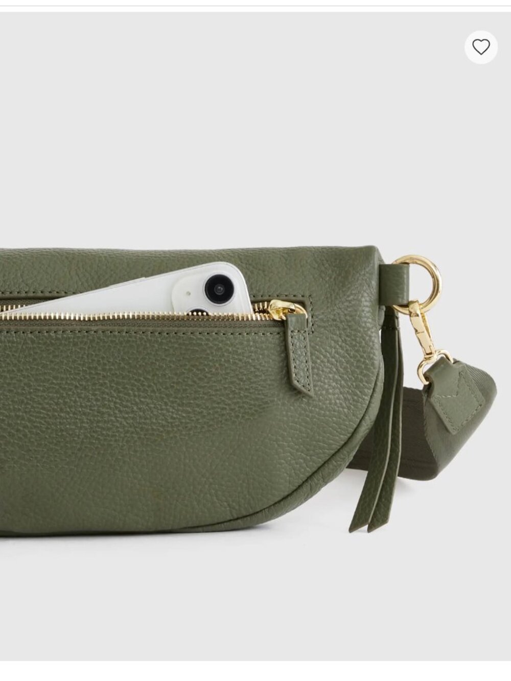 Quince Unisex Italian Pebbled Leather Sling Bag Olive Minimalist Quiet Luxury - Picture 3 of 11